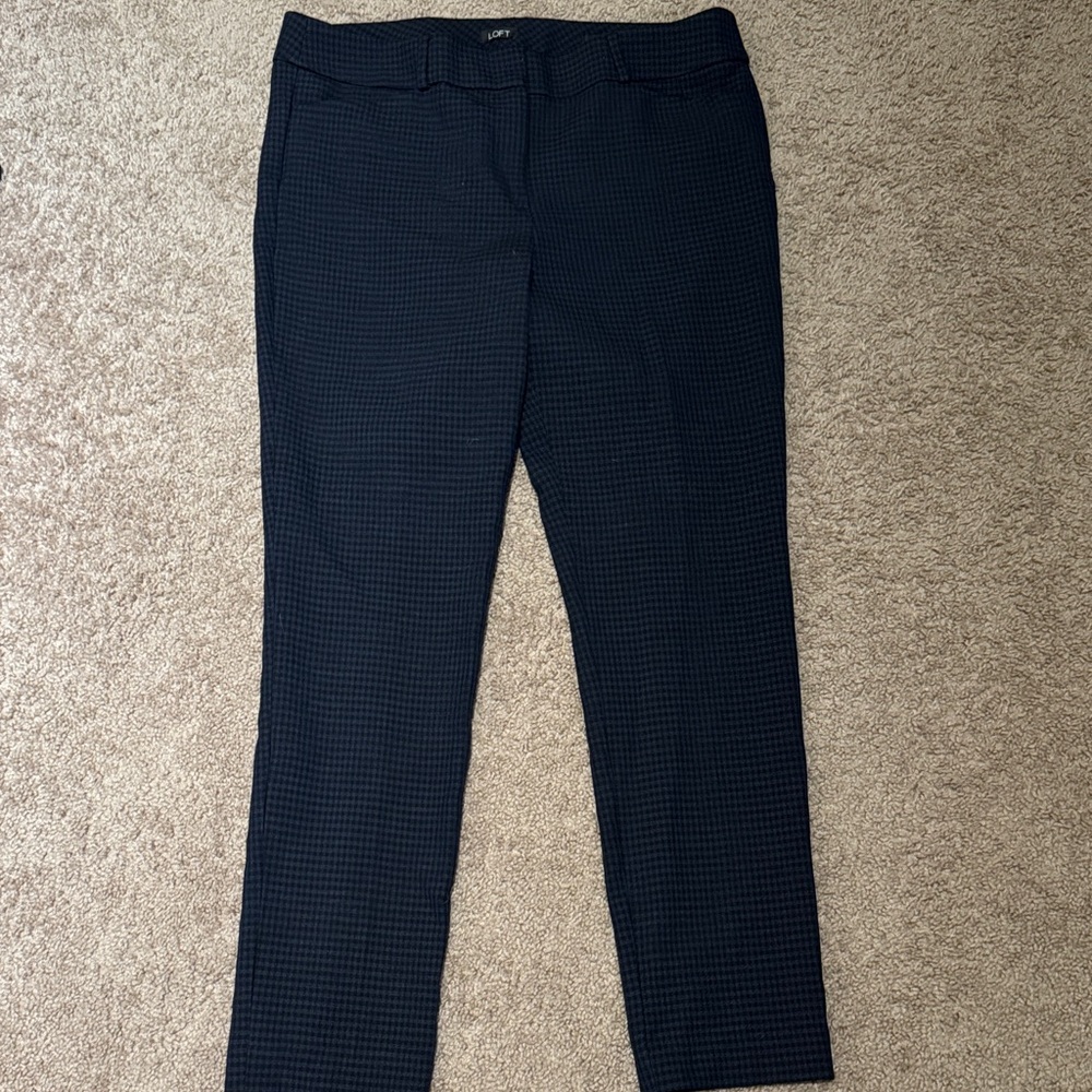 LOFT Navy and Black Patterned Pants